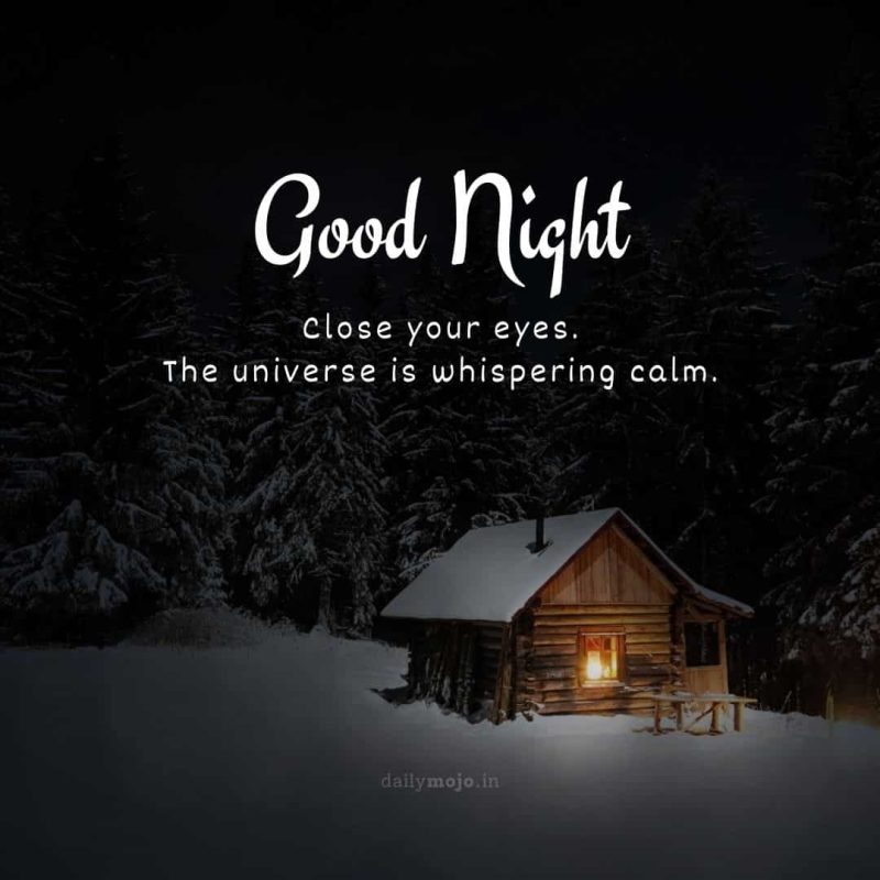 good night quote with winter image background