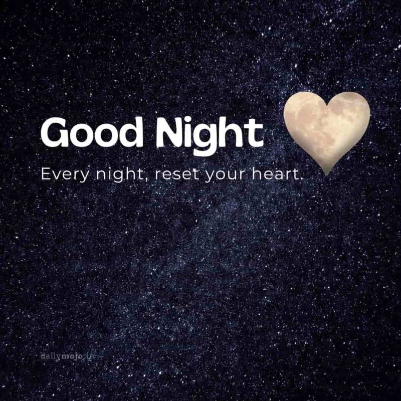 sky with heart background with aesthetic good night quote
