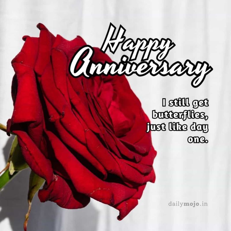 anniversary greeting with quote I still get butterflies, just like day one.
