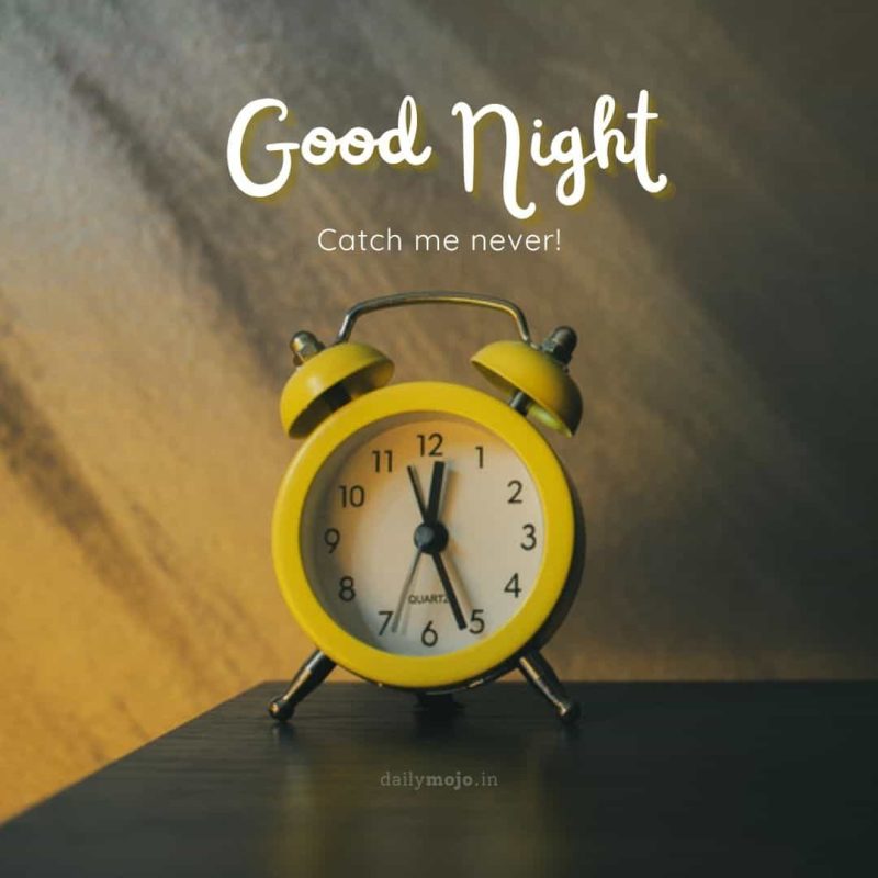 Alarm clock flying away with message Catch me never