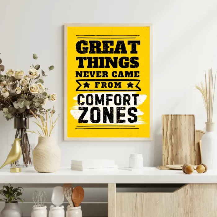 Great Things Never Came From Comfort Zones - Motivational Wall Art Poster