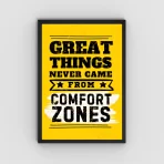 Great Things Never Came From Comfort Zones - Motivational Wall Art Poster