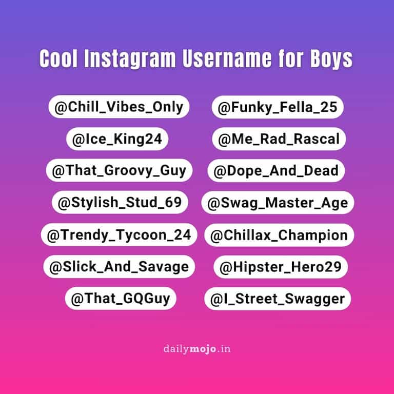 Cool Instagram username for boys