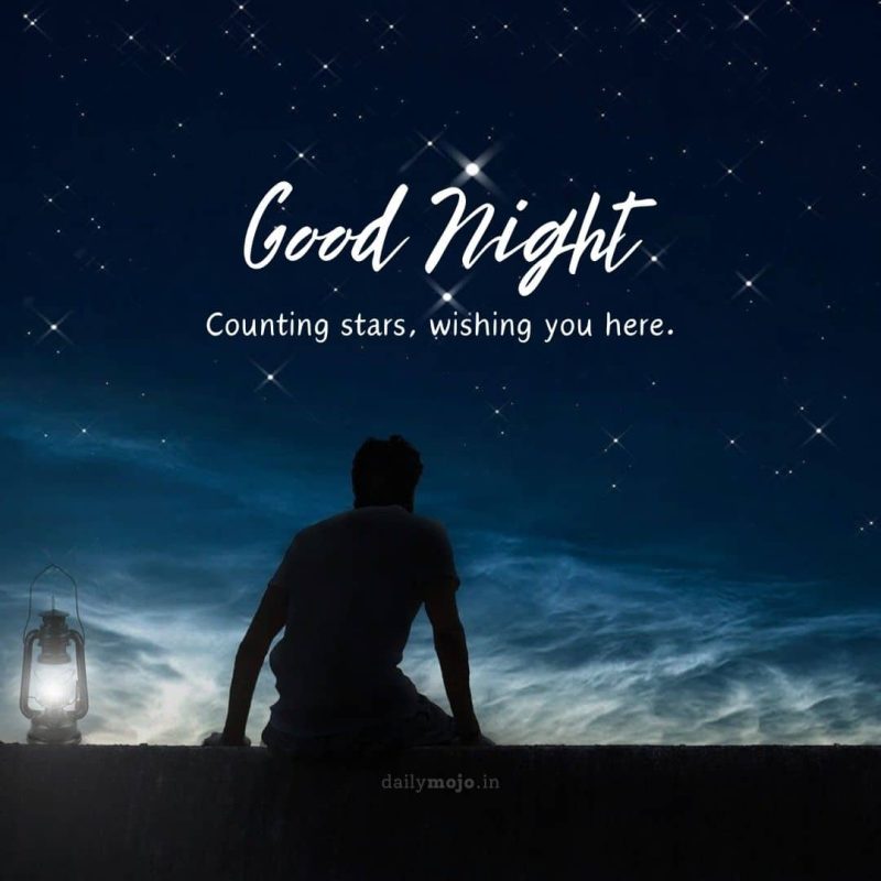 Starlit rooftop with message Counting stars, wishing you here