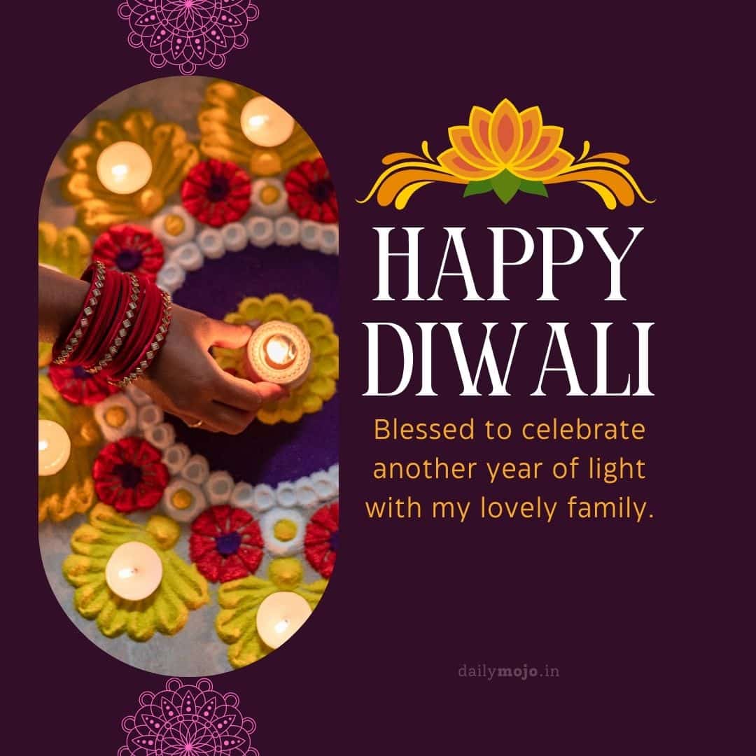 Family & Friends Greetings with message Blessed to celebrate another year of light with my lovely family