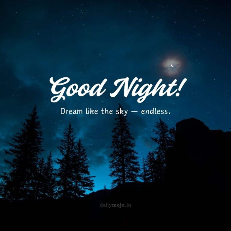 Clouds + stars collage with message Dream like the sky — endless