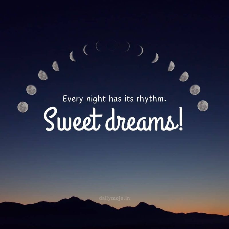 Moon phases with message Every night has its rhythm. Sweet dreams