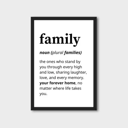 Family Definition Typography Poster - Minimalist Wall Art Frame