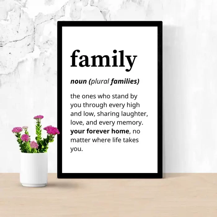 Family Definition Typography Poster - Minimalist Wall Art Frame