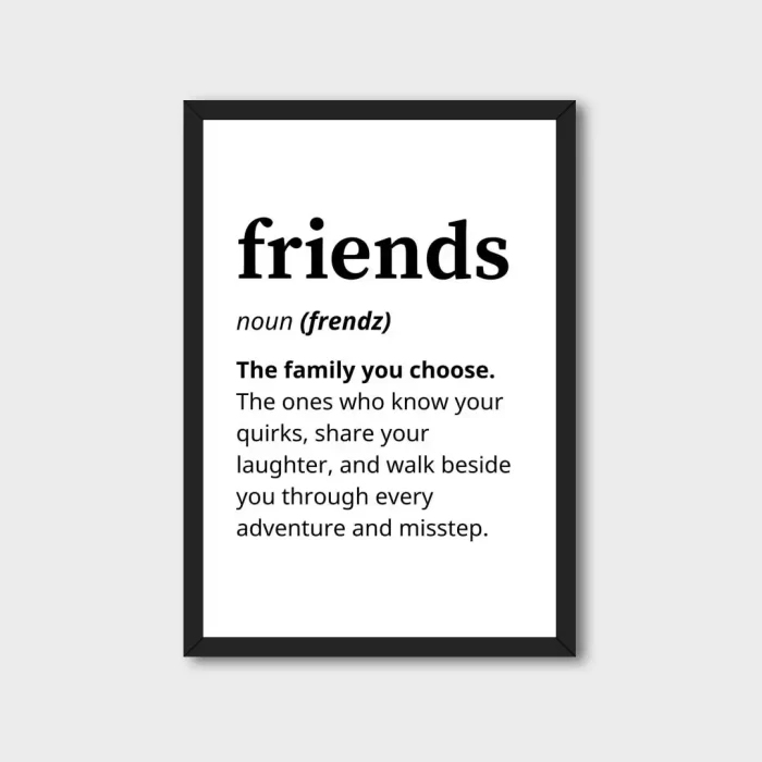 Friends Definition Typography Poster – Minimalist Wall Art Frame