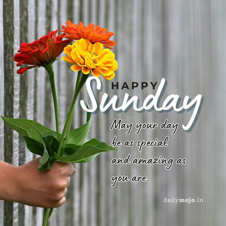 Happy Sunday! May your day be as special and amazing as you are.