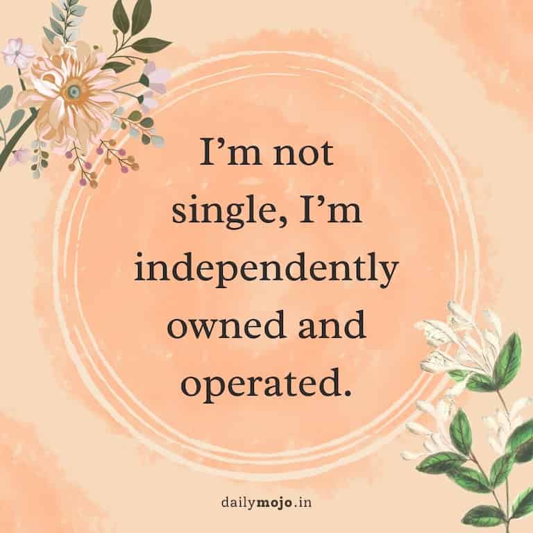 I'm not single, I'm independently owned and operated