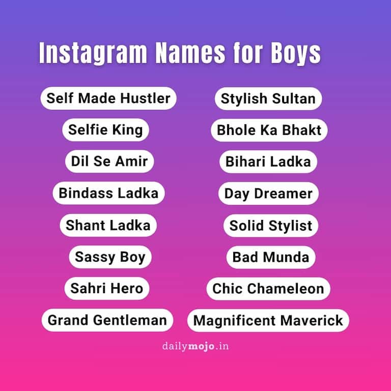 Instagram Names for Boys List