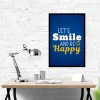Motivational Wall Art Poster - "Let's Smile And Be Happy" for Home and Office