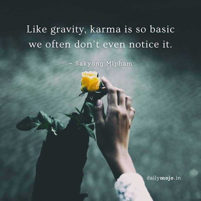 Like gravity, karma is so basic we often don’t even notice it