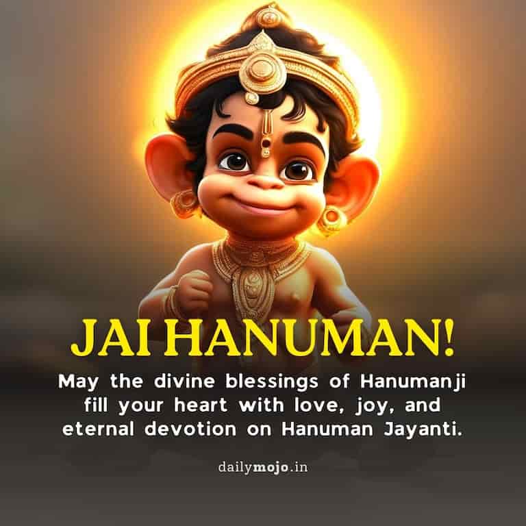 May the divine blessings of Hanumanji fill your heart with love, joy, and eternal devotion on Hanuman Jayanti.