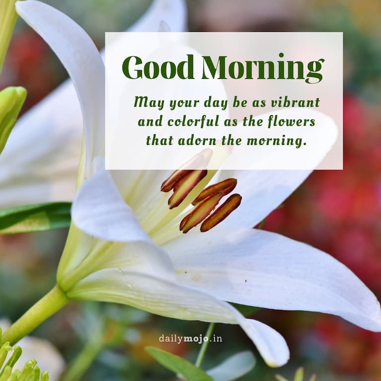 May your day be as vibrant and colorful as the flowers that adorn the morning. Good morning