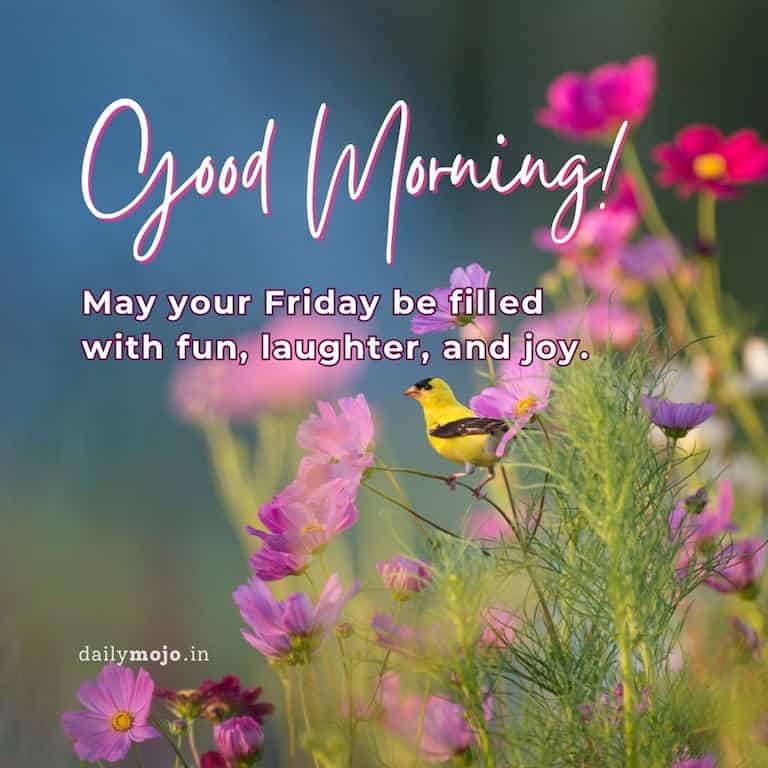 Good morning! May your Friday be filled with fun, laughter, and joy