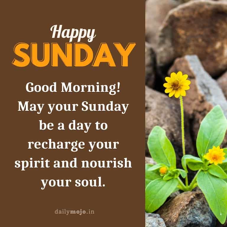 Good morning! May your Sunday be a day to recharge your spirit and nourish your soul