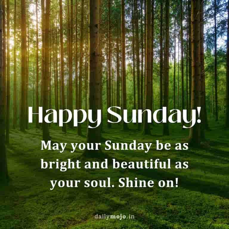 May your Sunday be as bright and beautiful as your soul. Shine on!