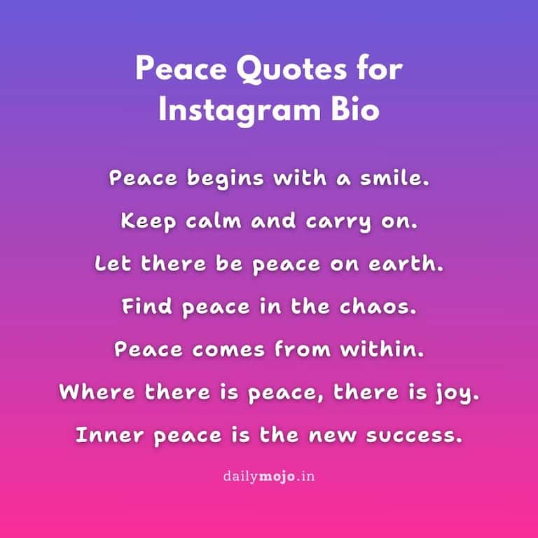 Peace Quotes for Instagram Bio