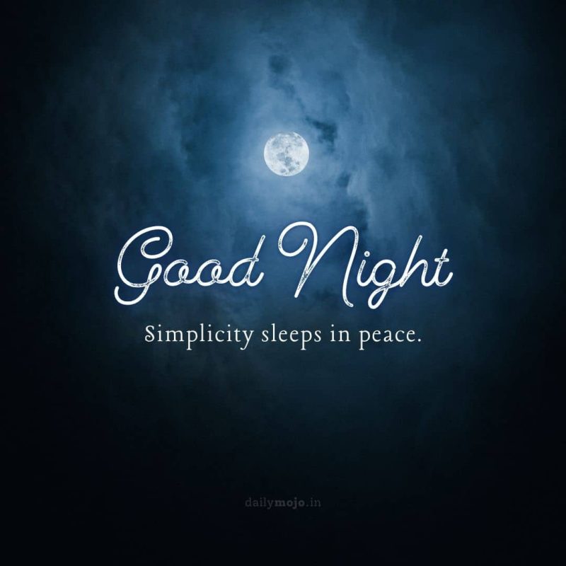 Minimalist night sky with message Simplicity sleeps in peace
