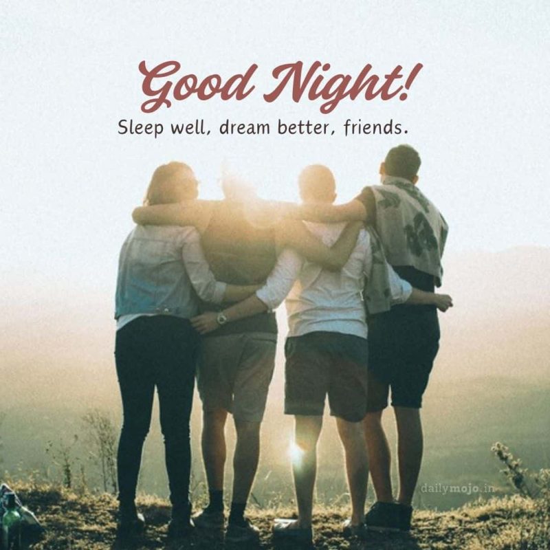 Group hug art with message Sleep well, dream better, friends