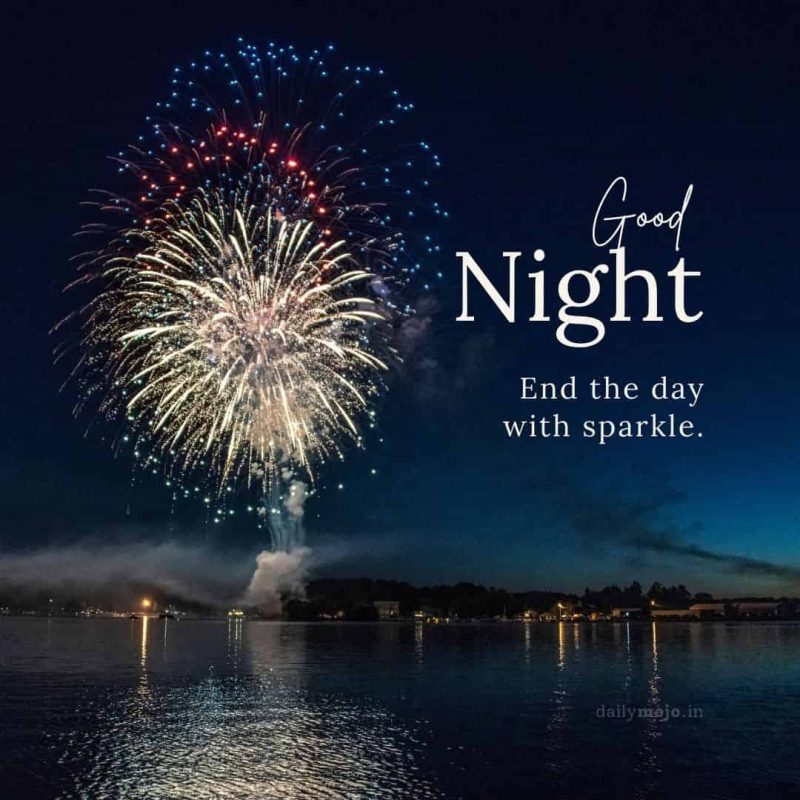 sparkling sky image with good night quote