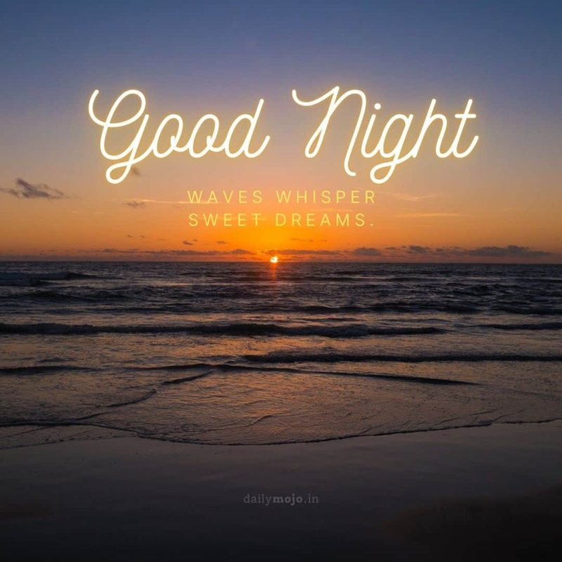 beautiful wave image with short good night quote