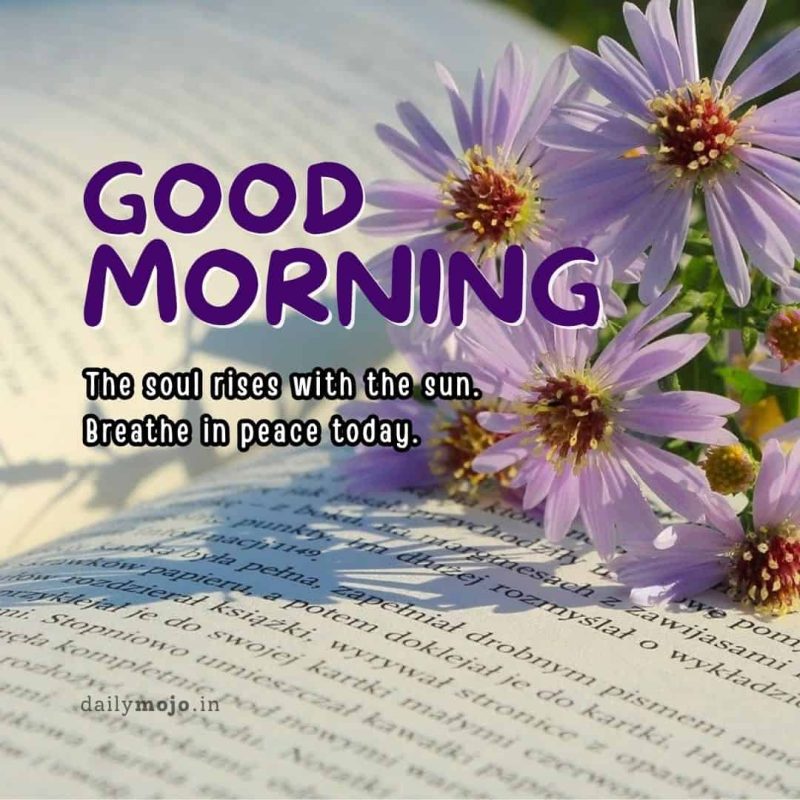 The soul rises with the sun. Breathe in peace today. Good morning!