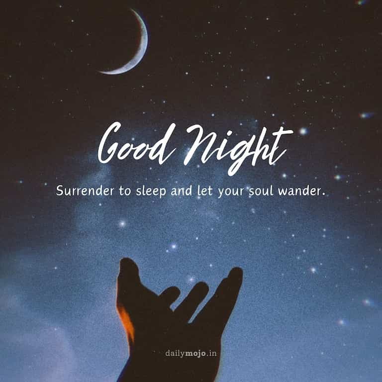 "Surrender to sleep and let your soul wander. Good night!