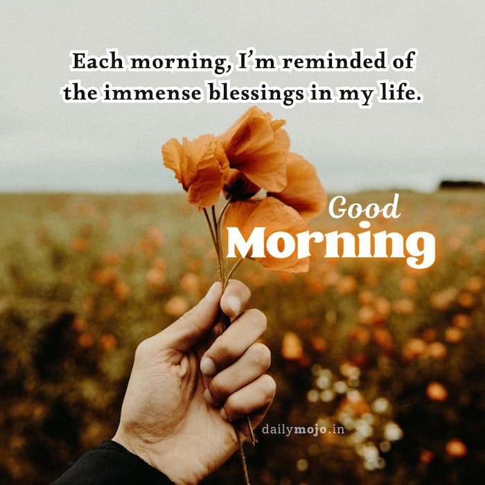 Each morning, I'm reminded of the immense blessings in my life