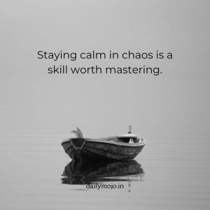 An ocean with a small boat calmly floating - symbolizing inner calm amid outer chaos