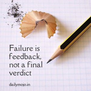 Quote on failure as feedback - thought of the day with example and action ste