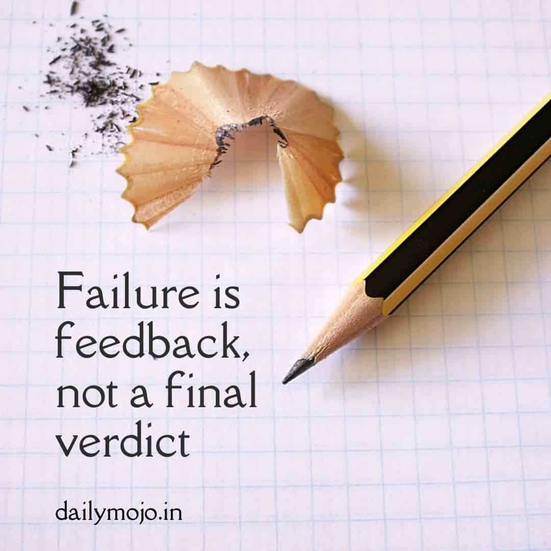Motivational quote image: Failure is feedback not final verdict — thought of the day with meaning