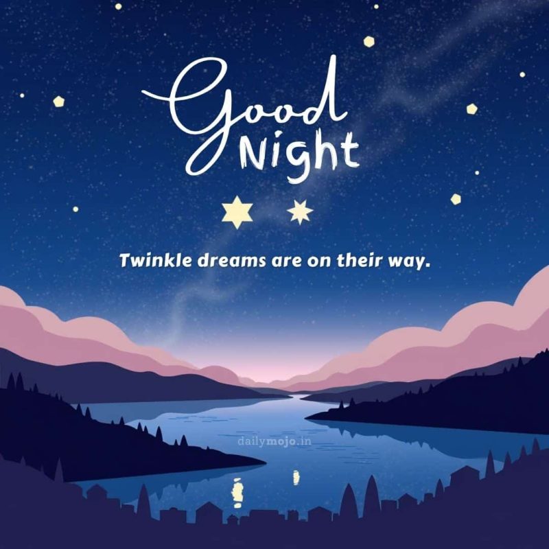 Cartoon stars with message Twinkle dreams are on their way