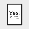 Yes! You Can Motivational Wall Art Poster – Minimalist Typographic Decor for Home, Office, or Study